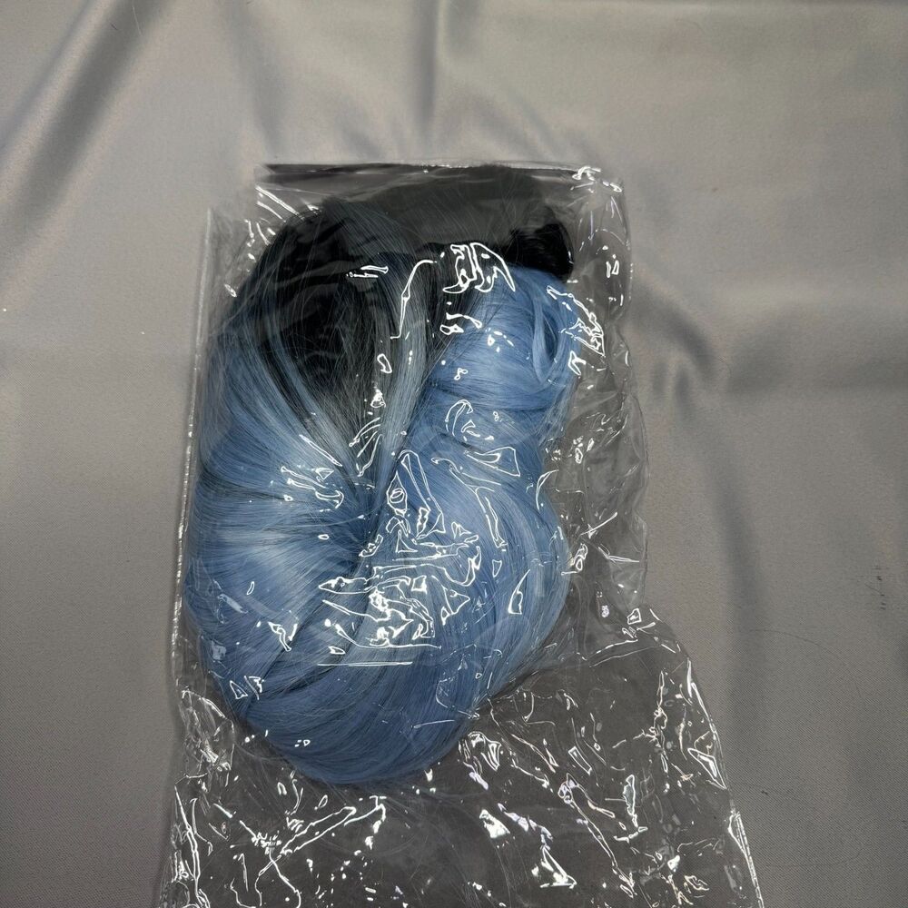 Black Ice Blue Ombre Synthetic Wig Long Layered Cosplay Fashion Wig LW1522R